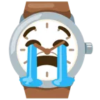 loudly crying face + watch
