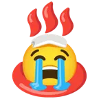 loudly crying face + hot springs