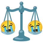 loudly crying face + balance scale