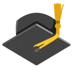 upside-down face + graduation cap
