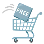 alışveriş arabası + FREE düğmesi