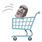 alışveriş arabası + moyai heykeli