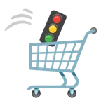 alışveriş arabası + dikey trafik ışıkları