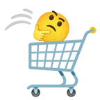 wózek sklepowy + myśląca twarz