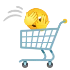 wózek sklepowy + twarz z podglądającym okiem