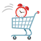 alışveriş arabası + çalar saat