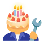 martello e chiave inglese + torta di compleanno