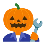 Hammer und Schraubenschlüssel + Halloweenkürbis