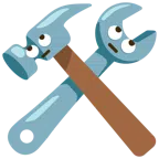 Hammer und Schraubenschlüssel + Augen verdrehendes Gesicht