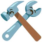 Hammer und Schraubenschlüssel + gähnendes Gesicht
