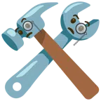 Hammer und Schraubenschlüssel + Gesicht mit Monokel