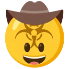 faccina con cappello da cowboy + simbolo del rischio biologico