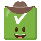 faccina con cappello da cowboy + pulsante segno di spunta
