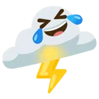 rolling on the floor laughing + cloud with lightning
