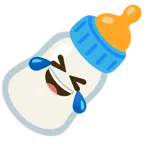 rolling on the floor laughing + baby bottle