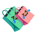 rolling on the floor laughing + shopping bags
