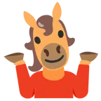 persona che scrolla le spalle + cavallo