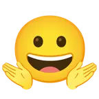 persona che scrolla le spalle + faccina con un gran sorriso