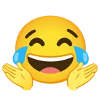 persona che scrolla le spalle + faccina con lacrime di gioia