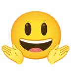 persona che scrolla le spalle + faccina con sorriso e occhi spalancati