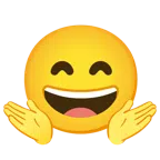 persona che scrolla le spalle + faccina con sorriso e occhi sorridenti
