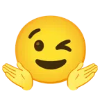 persona che scrolla le spalle + faccina che fa l’occhiolino
