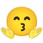 persona che scrolla le spalle + faccina che bacia con occhi sorridenti