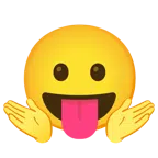 persona che scrolla le spalle + faccina che mostra la lingua