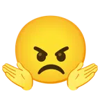 persona che scrolla le spalle + faccina arrabbiata