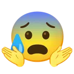persona che scrolla le spalle + faccina sudata in ansia