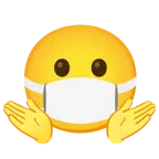 persona che scrolla le spalle + faccina con mascherina