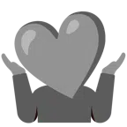persona che scrolla le spalle + cuore grigio
