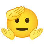persona che scrolla le spalle + faccina che fa il saluto