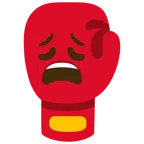 Boxhandschuh + erschöpftes Gesicht