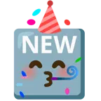 partying face + NEW button
