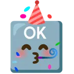 partying face + OK button
