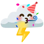 partying face + cloud with lightning