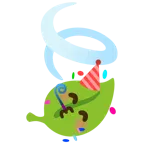 partying face + leaf fluttering in wind