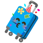 partying face + luggage