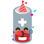 partying face + low battery