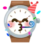 partying face + watch