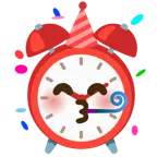 partying face + alarm clock