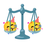 partying face + balance scale