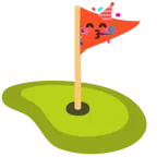 partying face + flag in hole
