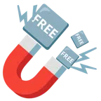 Magnet + Wort „Free“ in blauem Quadrat