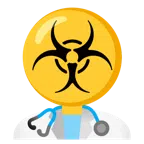 stetoscopio + simbolo del rischio biologico