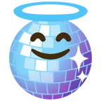 Discokugel + lächelndes Gesicht mit Heiligenschein