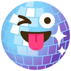 Discokugel + zwinkerndes Gesicht mit herausgestreckter Zunge