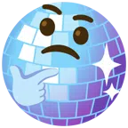 Discokugel + nachdenkendes Gesicht