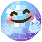 Discokugel + Gesicht mit umarmenden Händen